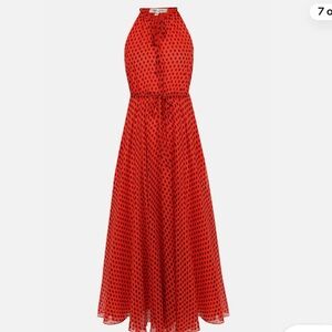 Diane von Furstenberg Polka Dot Crinkled Silk-Chiffon Maxi Dress